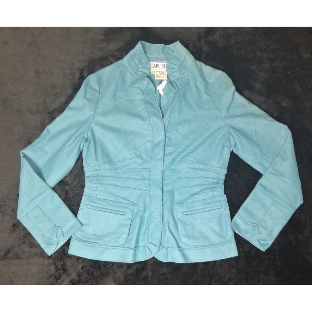 NWT! VTG Carlisle Collection Wool Button Up Blazer Jacket 4 Aqua Mint Old Money